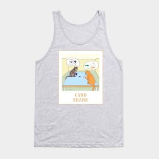 Something Fishy is Going on in this Amusing Cartoon Cat Drawing of a Card Shark Tank Top